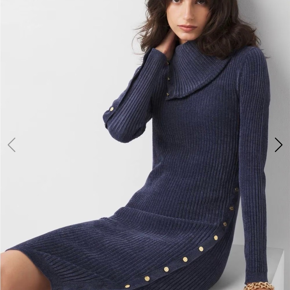 Petite Chenille Button Trim Sweater Dress NWT